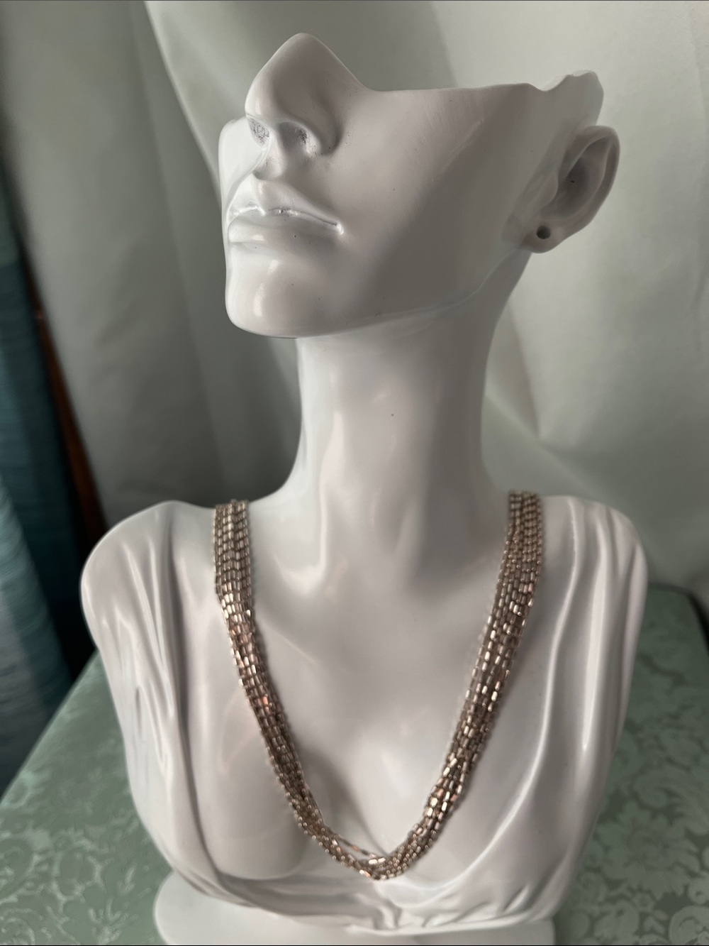 Milor Italy 925 Sterling Silver Multi Strand Box Chain Layered Necklace